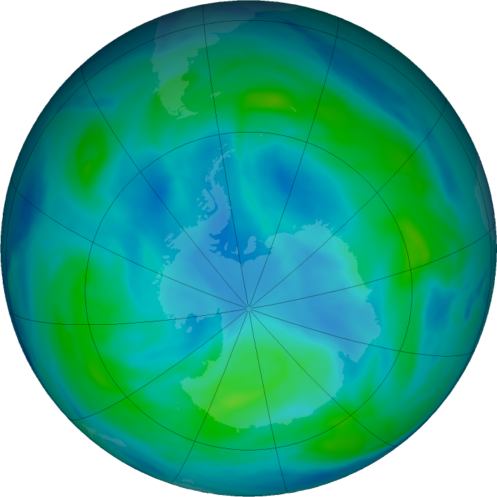 Antarctic ozone map for 05 March 2017